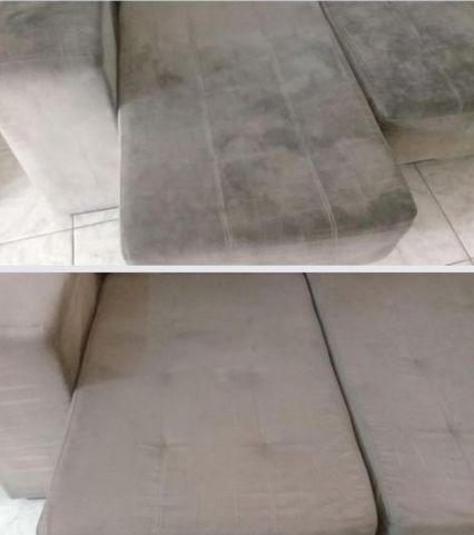 Lavagem de sofá Moema - antes e depois