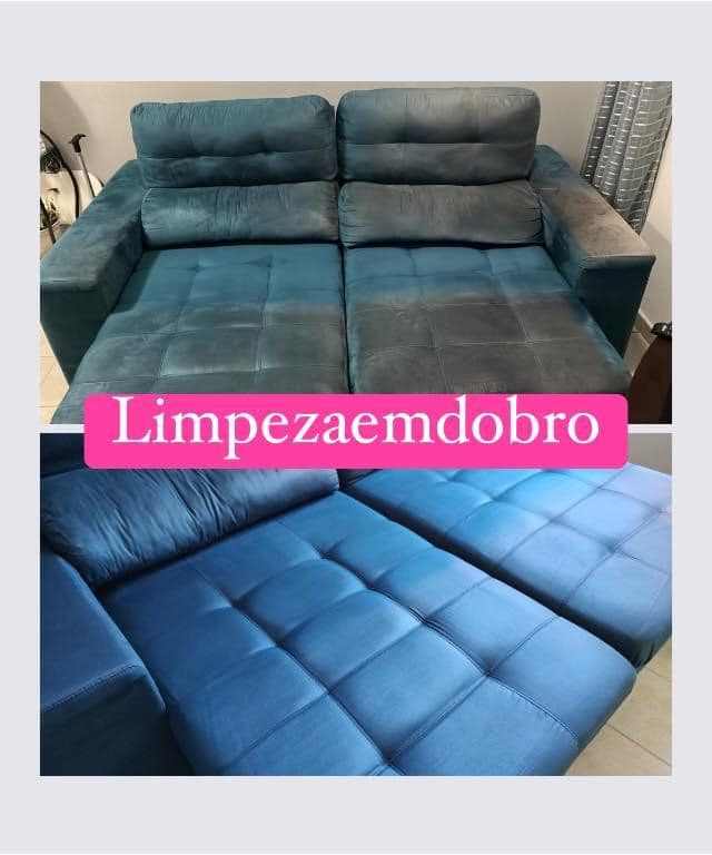a limpeza de sofá da limpeza em dobro